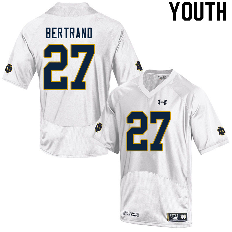 Youth NCAA Notre Dame Fighting Irish #27 JD Bertrand Stitched College Under Armour Authentic White Football Jersey XA10I88YF